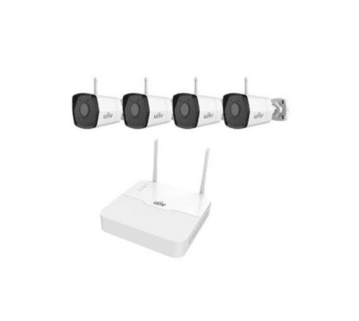 UNV WiFi Bullet IP-kamerapaketti, sis. 4kpl IP-kameraa 2MP Easy 2.8mm ja 4-kan. NVR-tallentimen - UNV