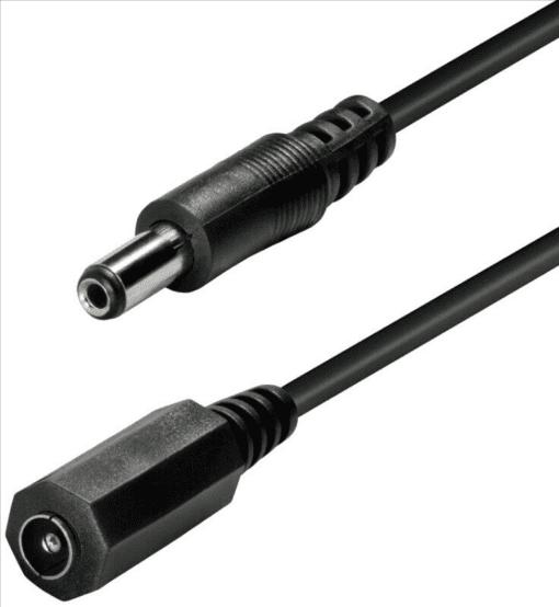Finnsat DC-uros/DC-naaras kaapeli 5m, musta, DC-liitin 5.5/2.1mm